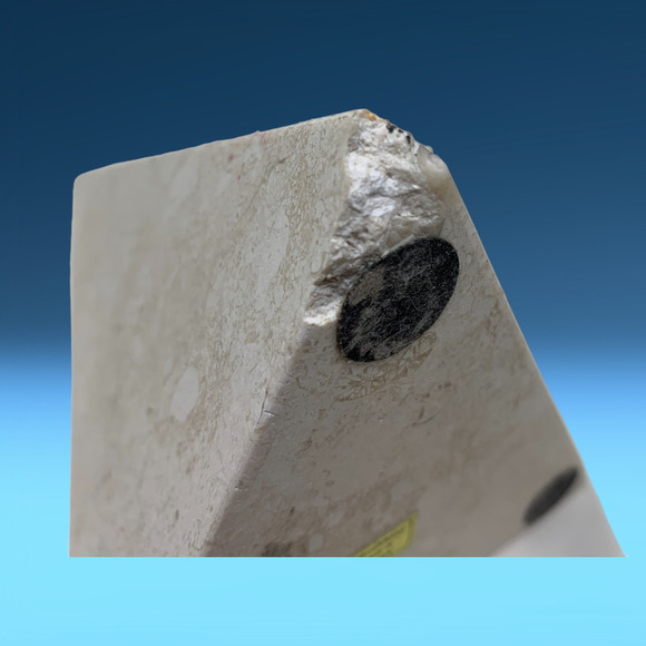 Vintage Natural Marble Modernist Bookend Triangle Beige Mid Century 8" READ - Picture 8 of 9